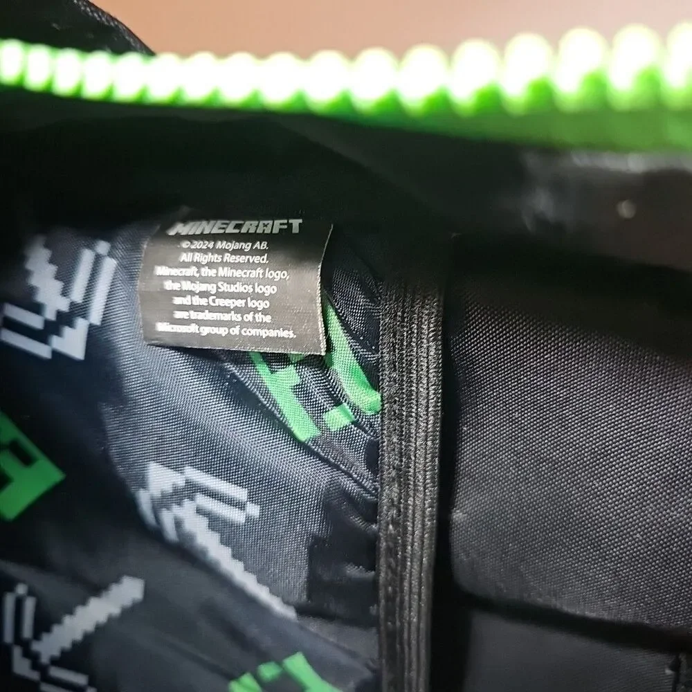 Minecraft Unisex Kids Black Green Pixel Print Adjustable Straps Laptop Backpack